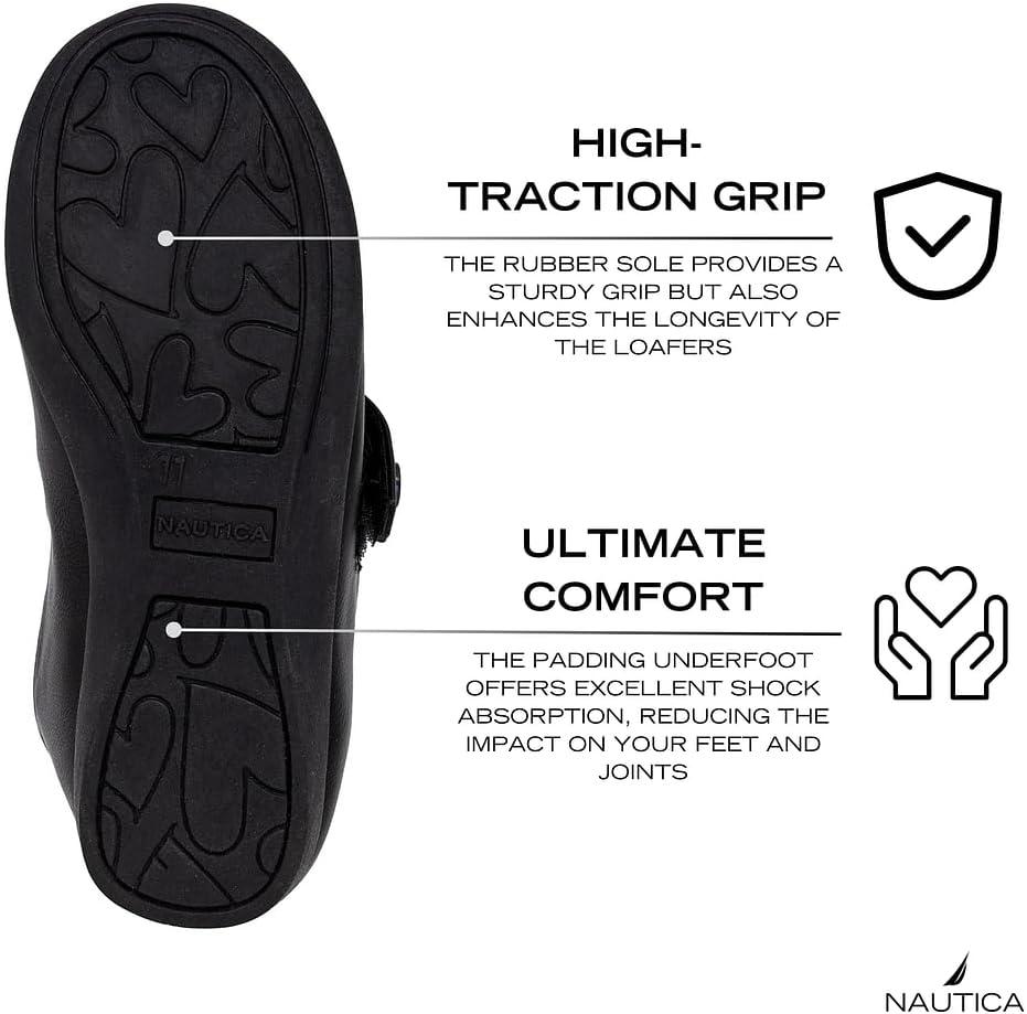 imageNautica Girls Dress Slip On Ballerina Flats Mary Jane Ballet Fashion Shoes for Toddlers Little Kids and Big Kids Lightweight amp ComfortableBlack Doane