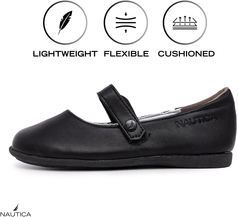 imageNautica Girls Dress Slip On Ballerina Flats Mary Jane Ballet Fashion Shoes for Toddlers Little Kids and Big Kids Lightweight amp ComfortableBlack Doane