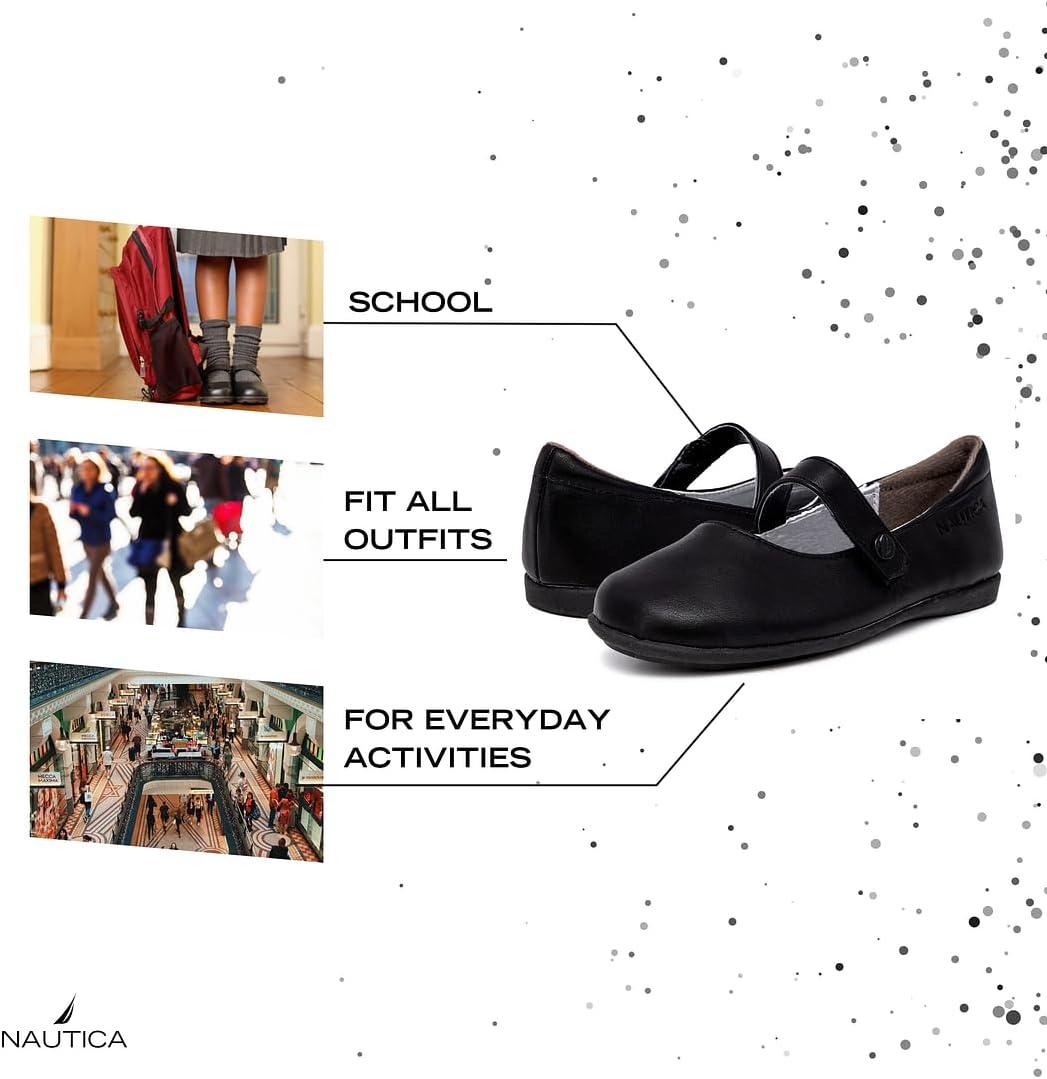 imageNautica Girls Dress Slip On Ballerina Flats Mary Jane Ballet Fashion Shoes for Toddlers Little Kids and Big Kids Lightweight amp ComfortableBlack Doane