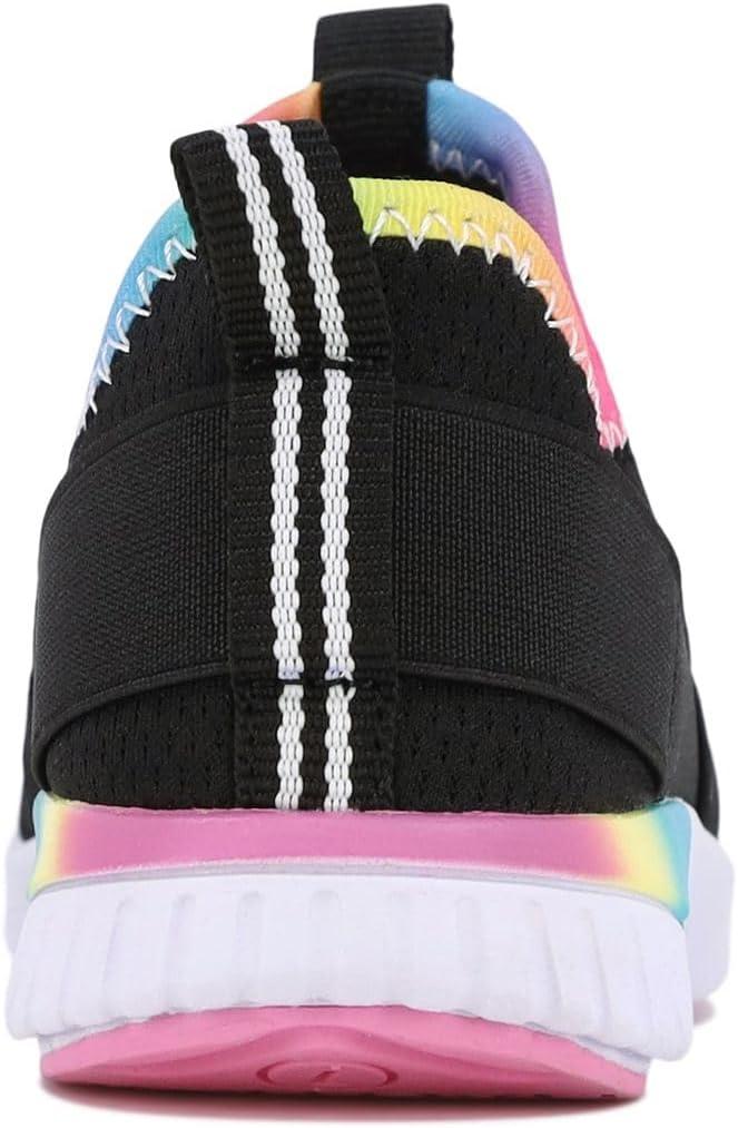 imageNautica Girls SlipOn Sneaker Athletic Running Kids Shoe for Walking Running Tennis and Sports ToddlerLittle KidBlack Bright Gradient