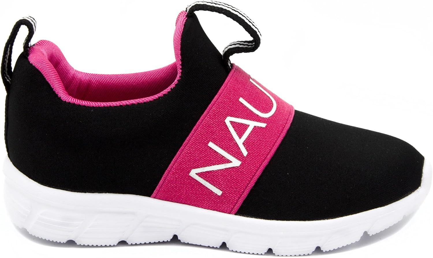 imageNautica Girls SlipOn Sneaker Athletic Running Kids Shoe for Walking Running Tennis and Sports ToddlerLittle KidBlackPink