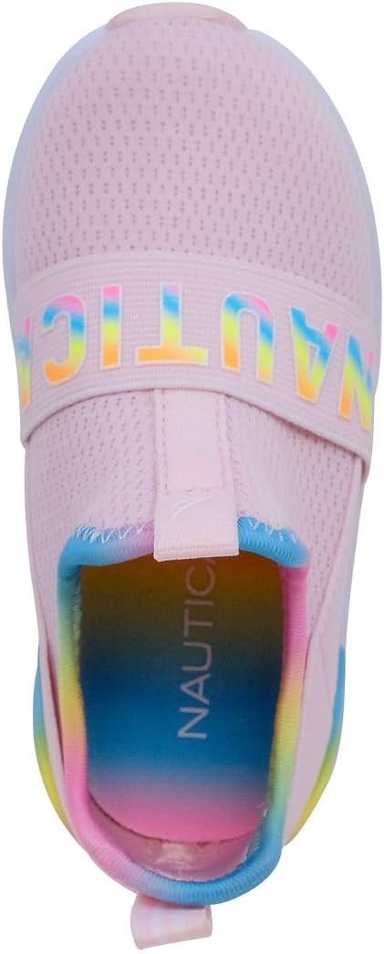 imageNautica Girls SlipOn Sneaker Athletic Running Kids Shoe for Walking Running Tennis and Sports ToddlerLittle KidBlush White Gradient