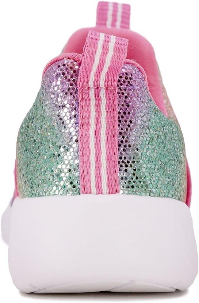 imageNautica Girls SlipOn Sneaker Athletic Running Kids Shoe for Walking Running Tennis and Sports ToddlerLittle KidDark Rainbow Holograph
