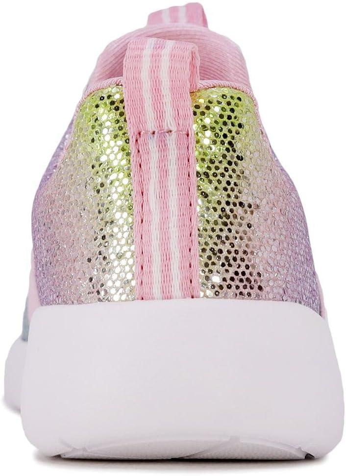 imageNautica Girls SlipOn Sneaker Athletic Running Kids Shoe for Walking Running Tennis and Sports ToddlerLittle KidLight Rainbow Holograph