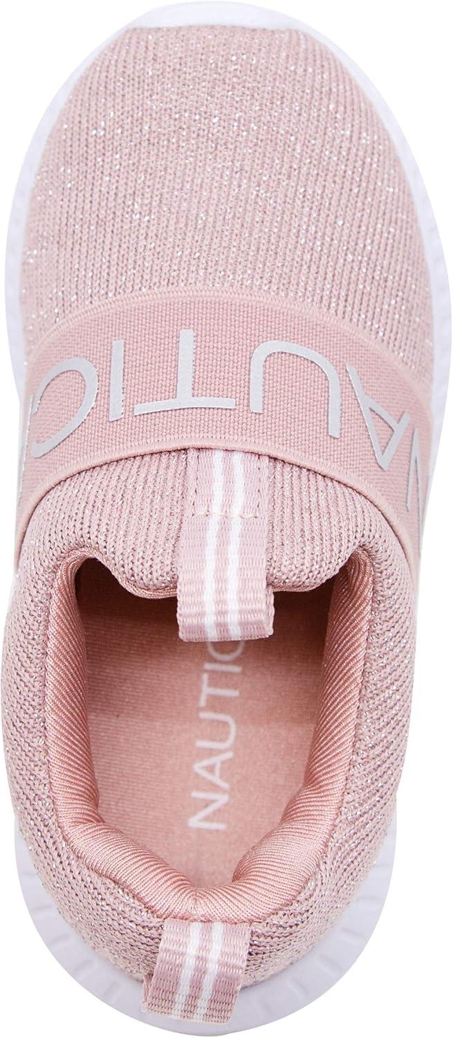 imageNautica Girls SlipOn Sneaker Athletic Running Kids Shoe for Walking Running Tennis and Sports ToddlerLittle KidMauve Sparkle