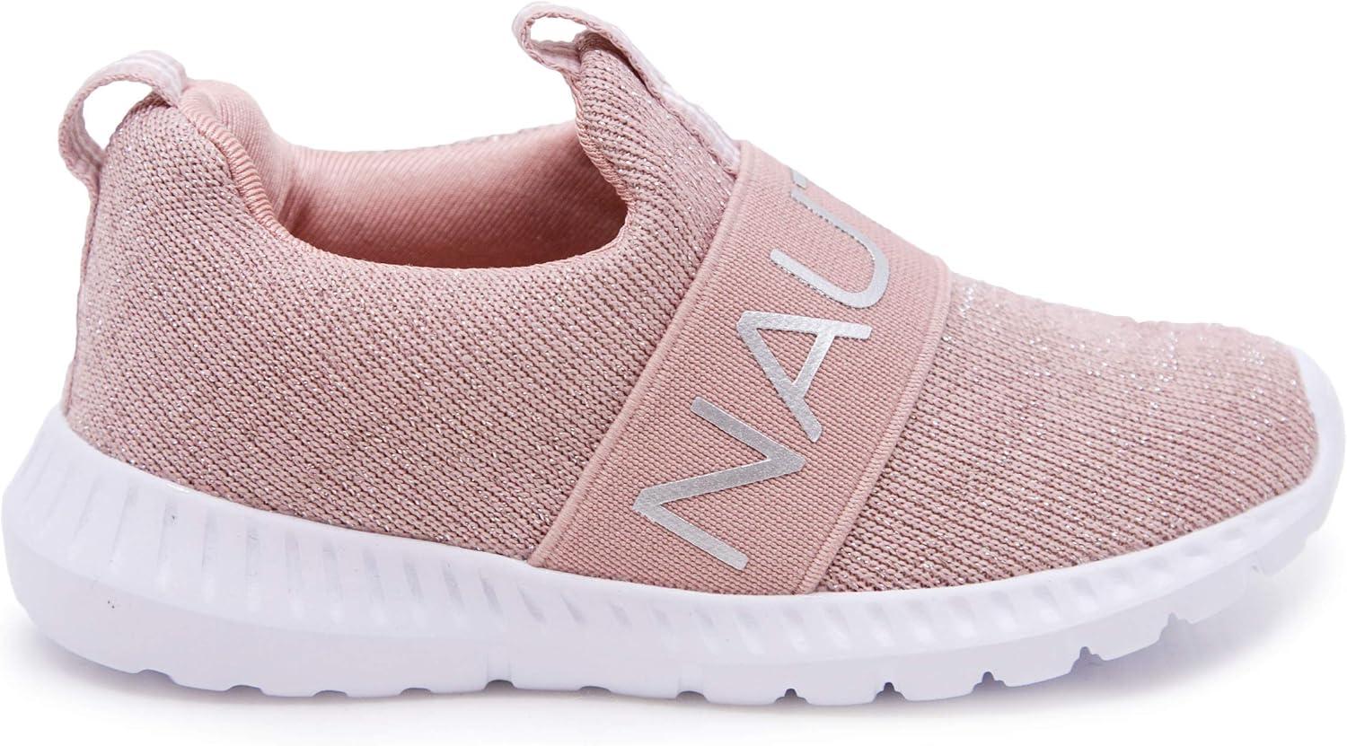 imageNautica Girls SlipOn Sneaker Athletic Running Kids Shoe for Walking Running Tennis and Sports ToddlerLittle KidMauve Sparkle