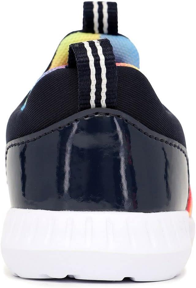 imageNautica Girls SlipOn Sneaker Athletic Running Kids Shoe for Walking Running Tennis and Sports ToddlerLittle KidNavy Rainbow Elastic