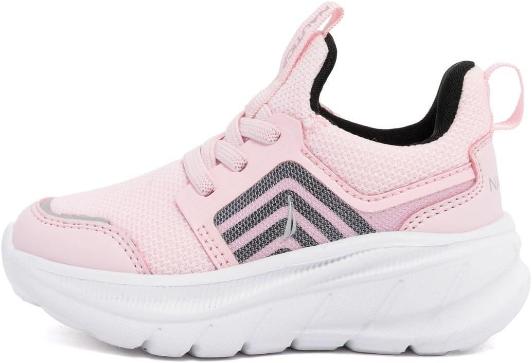imageNautica Girls SlipOn Sneaker Athletic Running Kids Shoe for Walking Running Tennis and Sports ToddlerLittle KidPink Black Silver