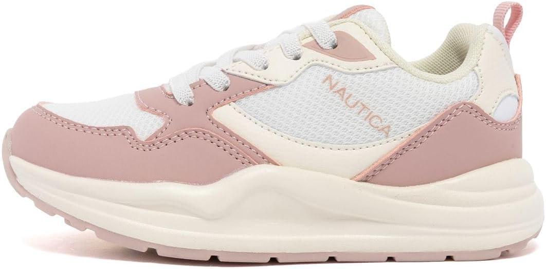 imageNautica Girls Sneakers Athletic Walking Shoes for Play and Everyday Wear Comfortable Casual Toddler and Youth Bungee and LaceUpBone Blush