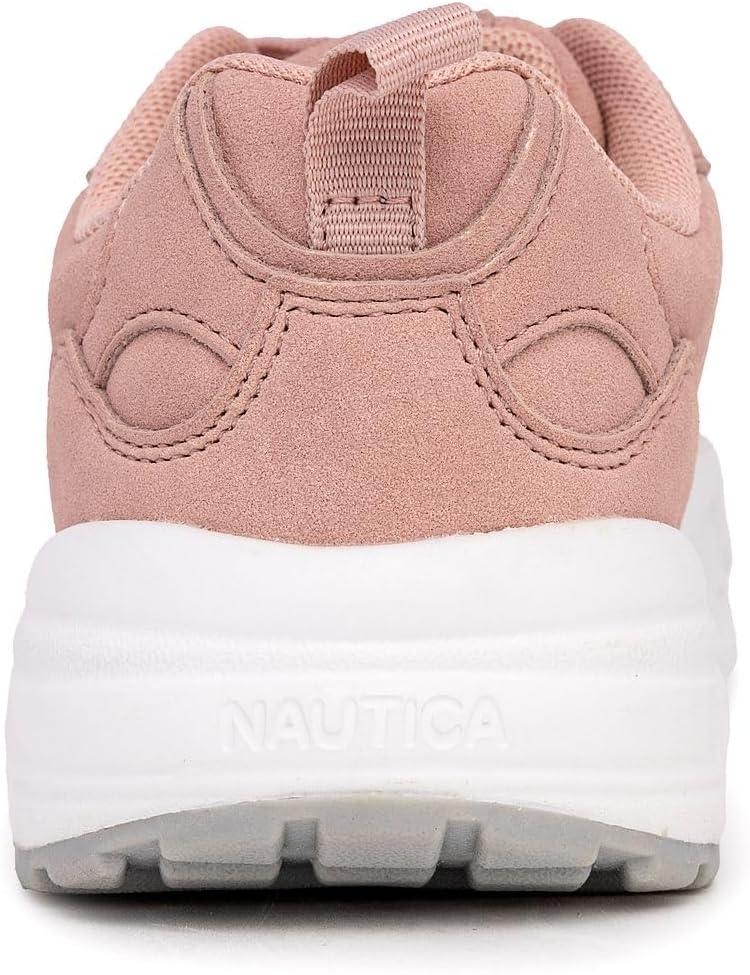 imageNautica Girls Sneakers Athletic Walking Shoes for Play and Everyday Wear Comfortable Casual Toddler and Youth Bungee and LaceUpMauve Grey White
