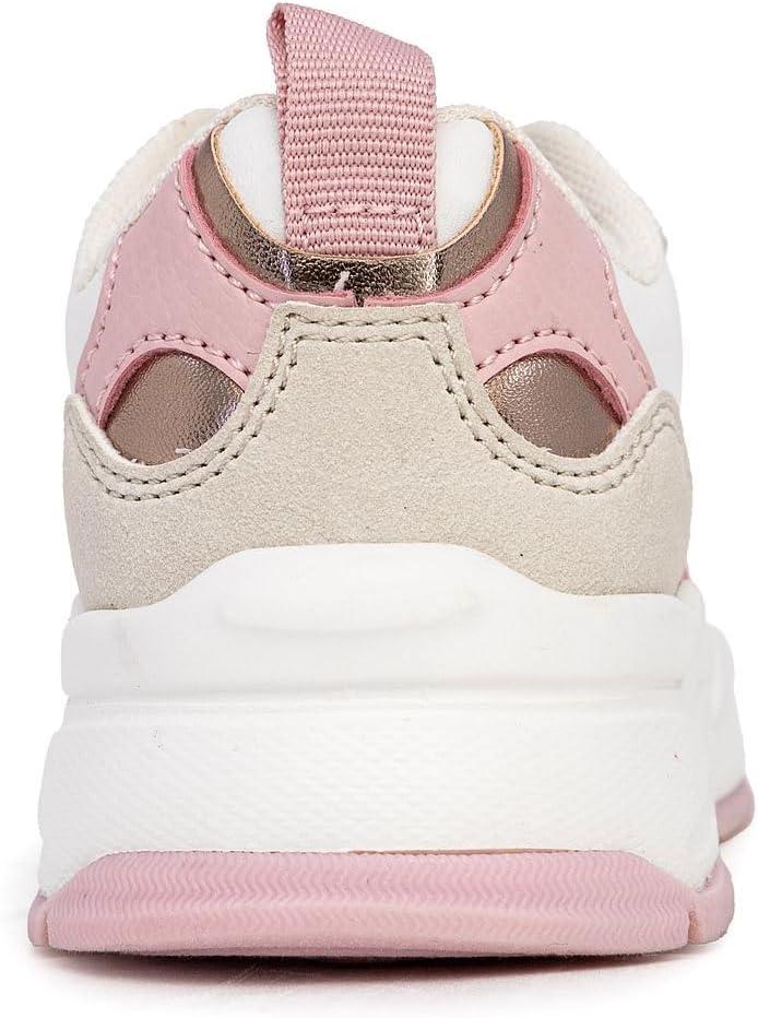 imageNautica Girls Sneakers Athletic Walking Shoes for Play and Everyday Wear Comfortable Casual Toddler and Youth Bungee and LaceUpWhite Gold Pink