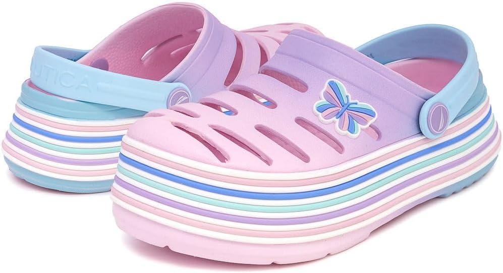 imageNautica Kids Girls Clogs Slip On Platform Slides Garden Shoes Water Sandals Beach Slipper for Children Indoor OutdoorPink Purple Blue