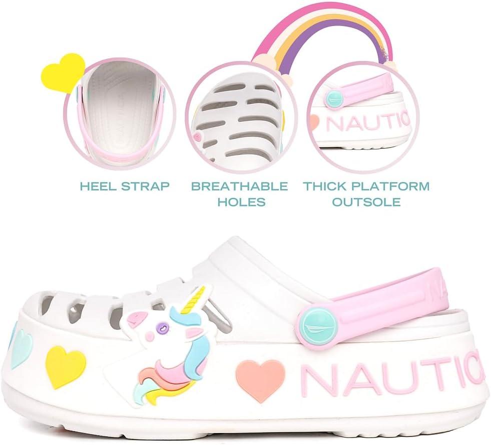 imageNautica Kids Girls Clogs Slip On Platform Slides Garden Shoes Water Sandals Beach Slipper for Children Indoor OutdoorWhite Pastel