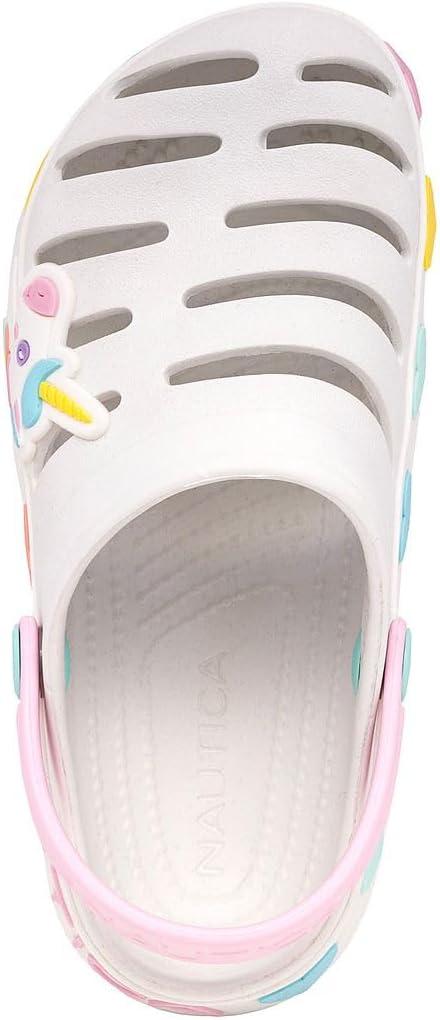 imageNautica Kids Girls Clogs Slip On Platform Slides Garden Shoes Water Sandals Beach Slipper for Children Indoor OutdoorWhite Pastel