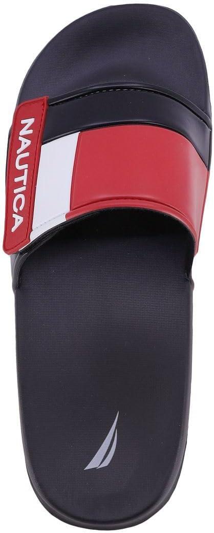 imageNautica Mens Athletic Slide Sandal Adjustable Straps Comfort SlipOnBower 2blackWhiteRed