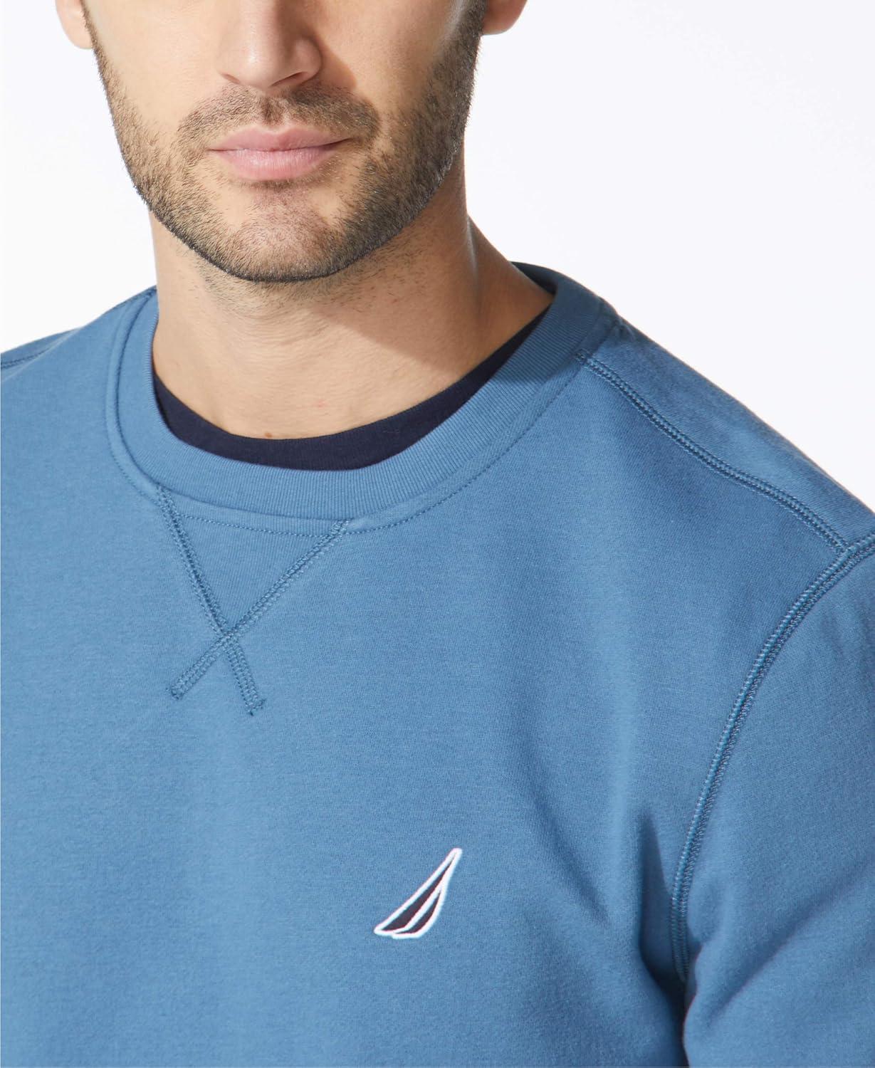 imageNautica Mens Basic Crew Neck Fleece SweatshirtBlue Stern