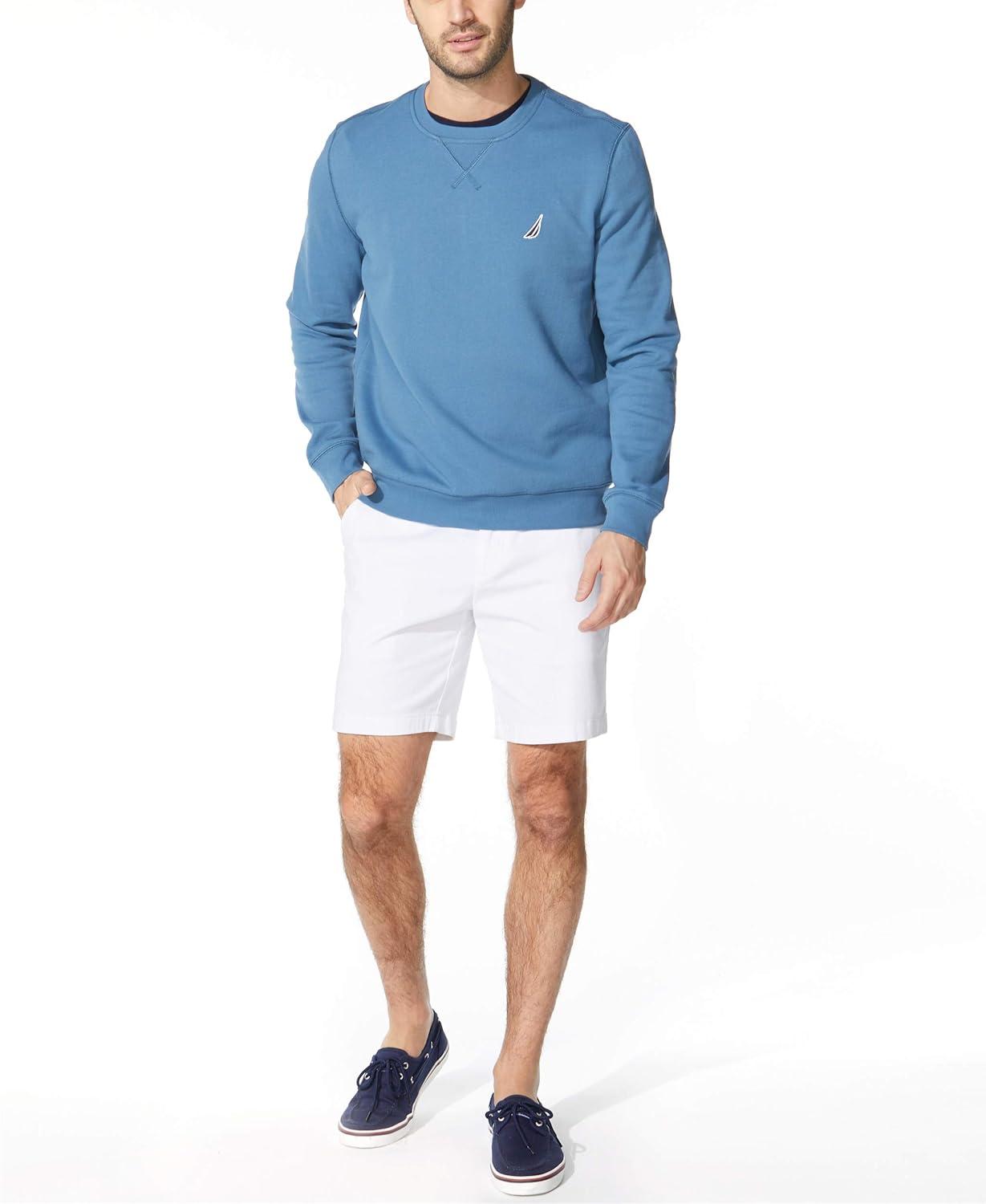 imageNautica Mens Basic Crew Neck Fleece SweatshirtBlue Stern