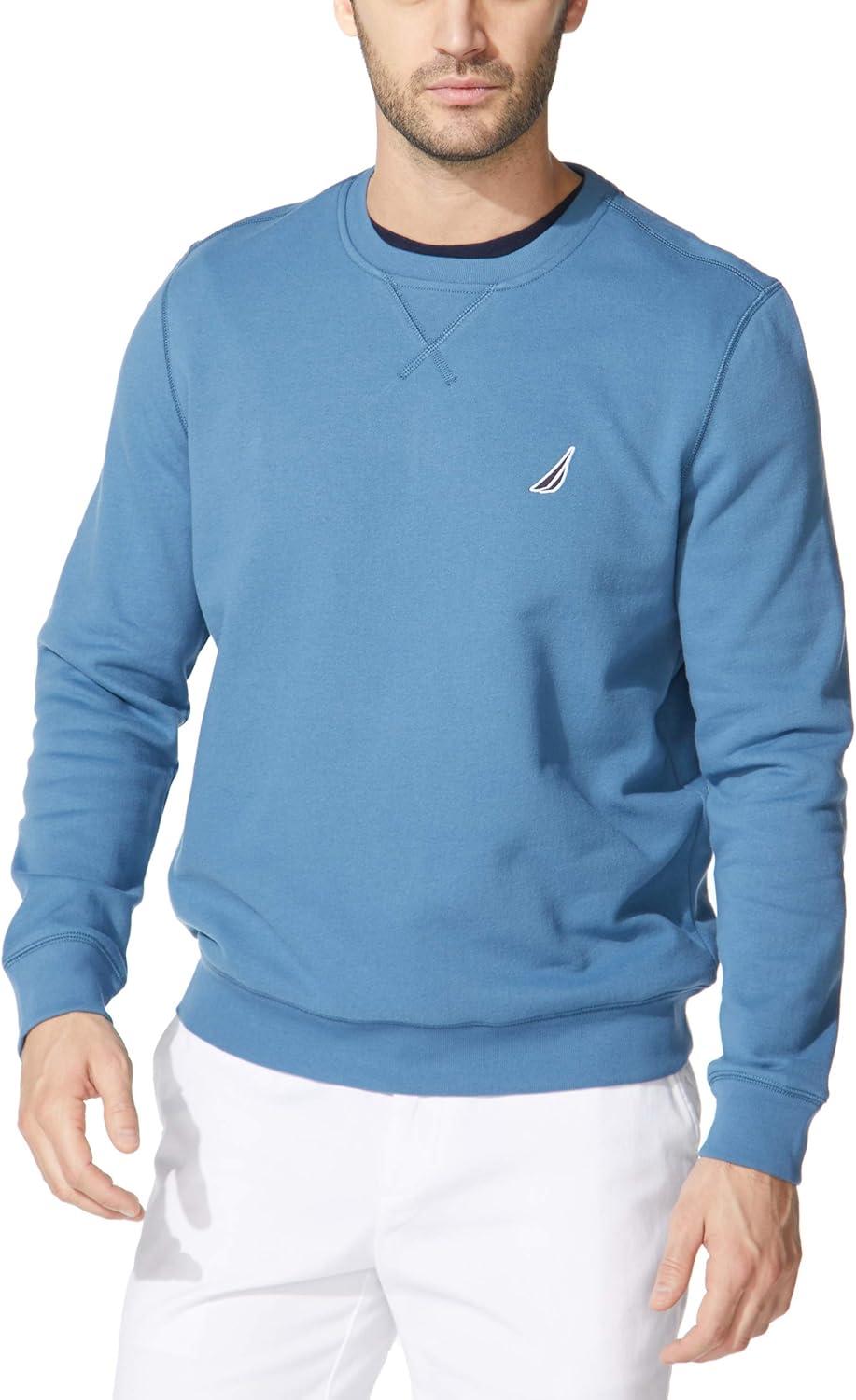 imageNautica Mens Basic Crew Neck Fleece SweatshirtBlue Stern