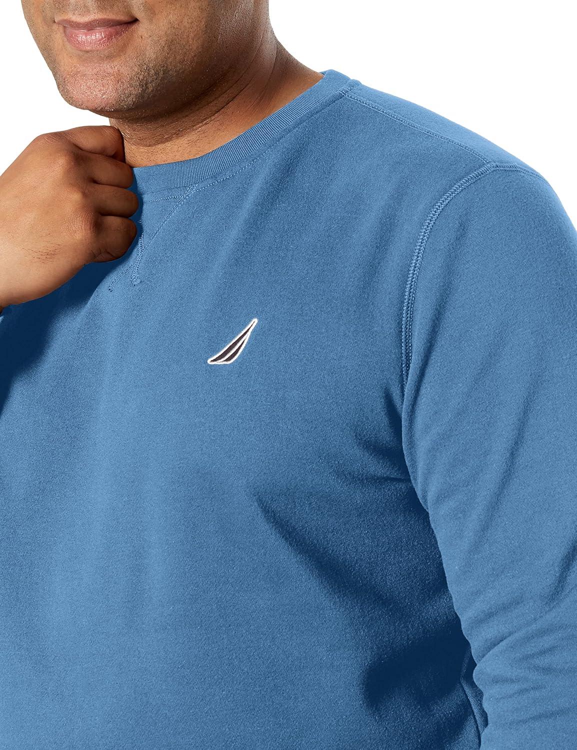 imageNautica Mens Basic Crew Neck Fleece SweatshirtBlue Stern