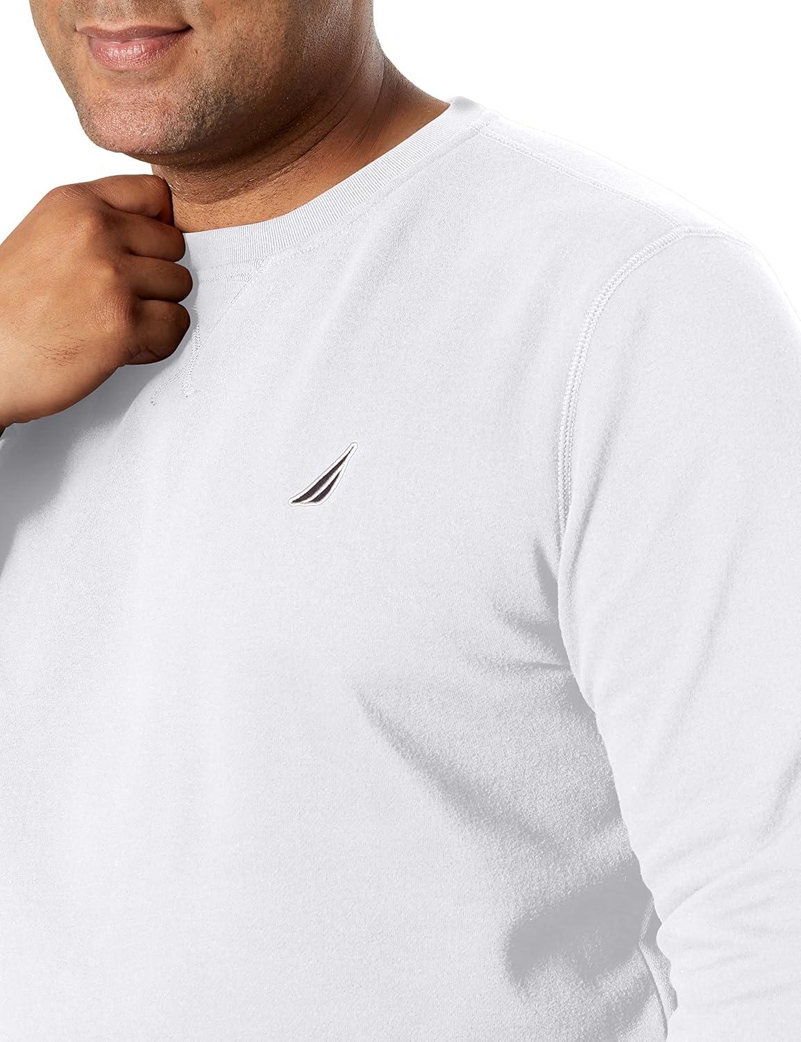 imageNautica Mens Basic Crew Neck Fleece SweatshirtBright White