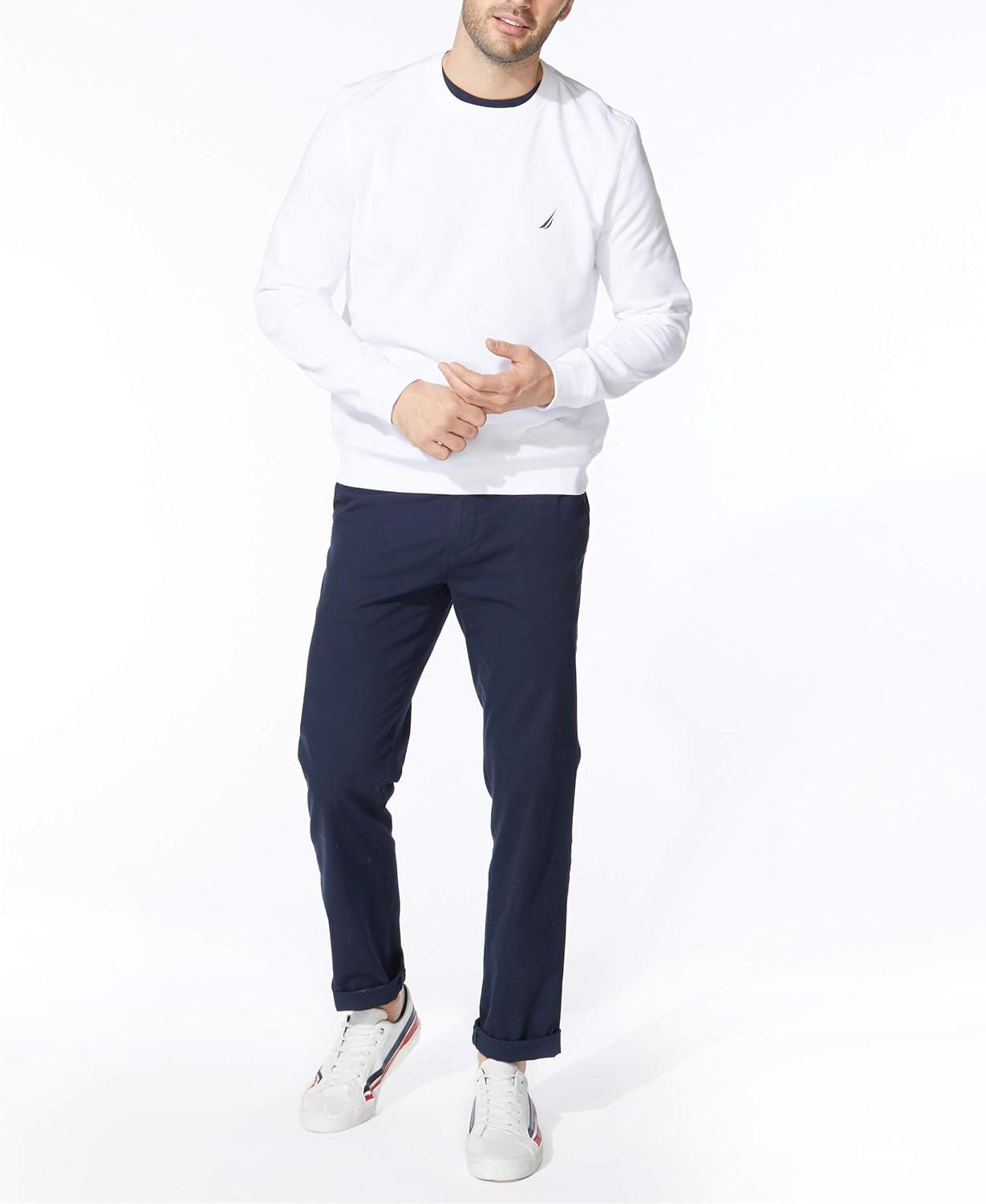 imageNautica Mens Basic Crew Neck Fleece SweatshirtBright White