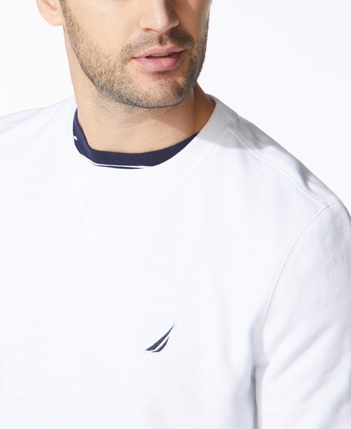 imageNautica Mens Basic Crew Neck Fleece SweatshirtBright White