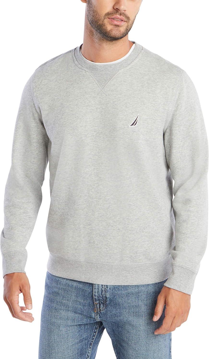 imageNautica Mens Basic Crew Neck Fleece SweatshirtGrey Heather