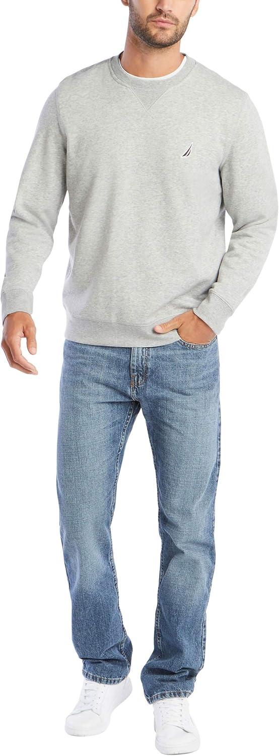 imageNautica Mens Basic Crew Neck Fleece SweatshirtGrey Heather