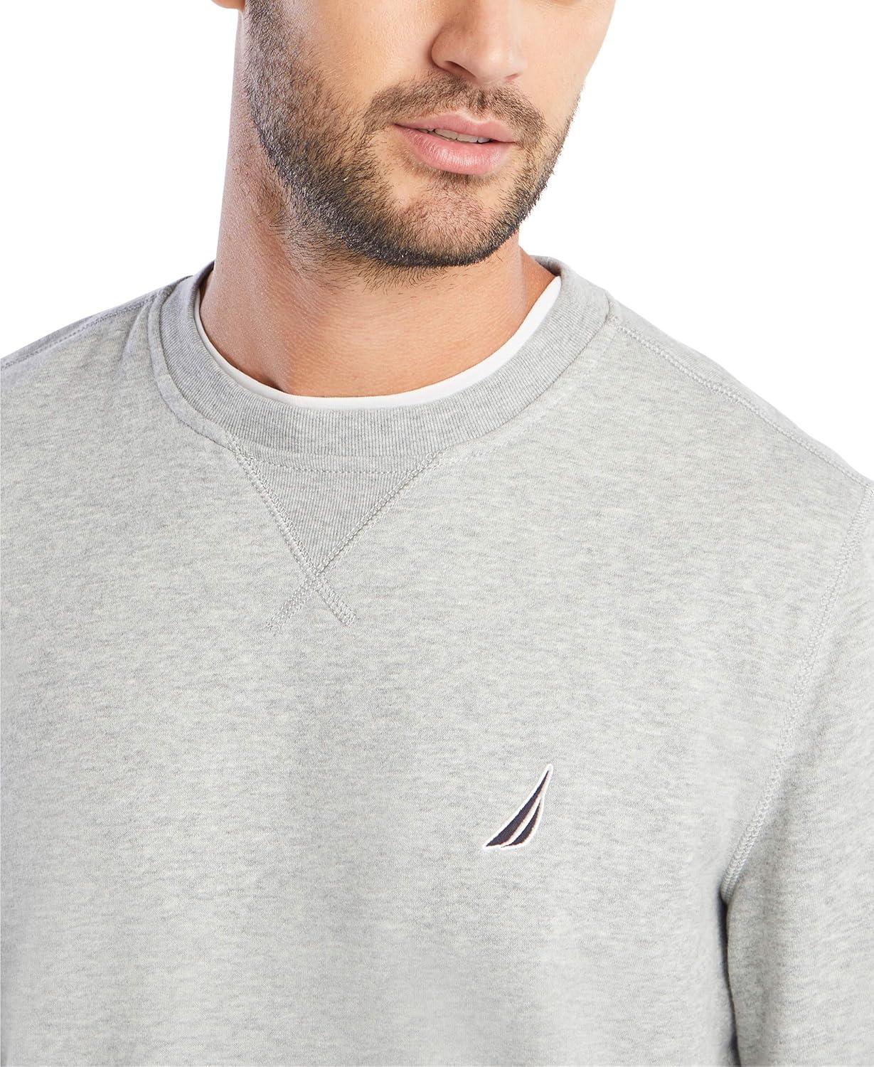 imageNautica Mens Basic Crew Neck Fleece SweatshirtGrey Heather