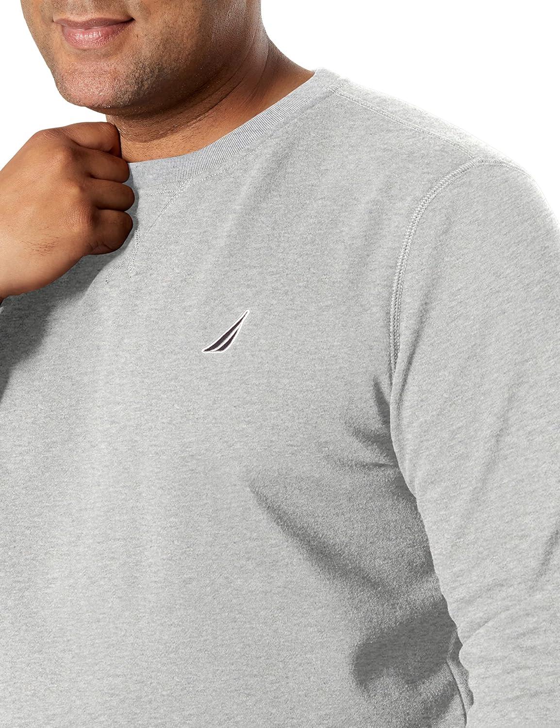 imageNautica Mens Basic Crew Neck Fleece SweatshirtGrey Heather