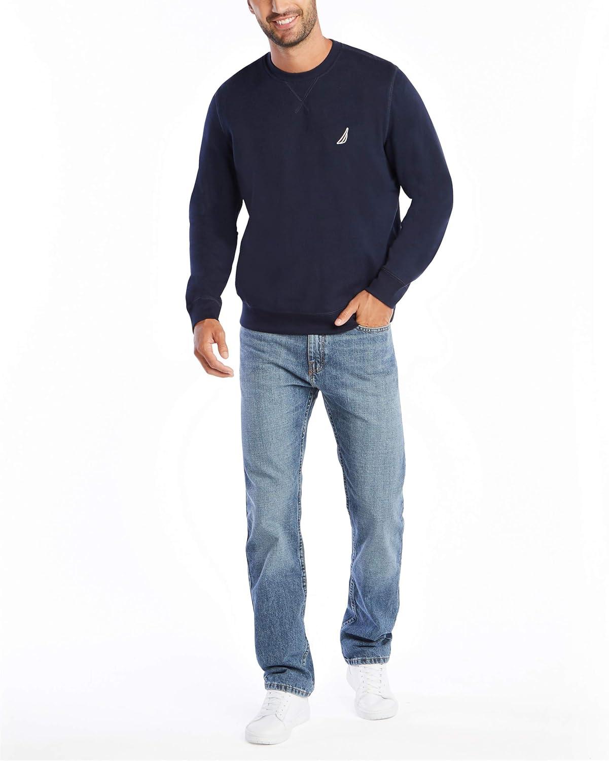 imageNautica Mens Basic Crew Neck Fleece SweatshirtNavy