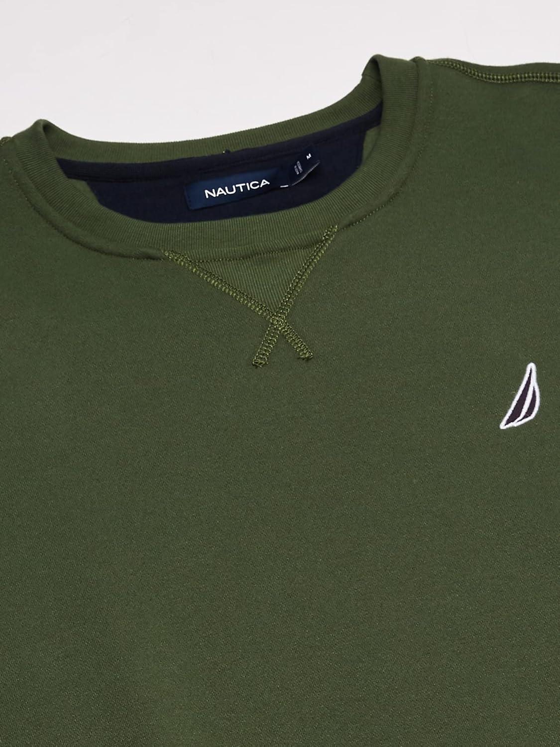 imageNautica Mens Basic Crew Neck Fleece SweatshirtPine Forest