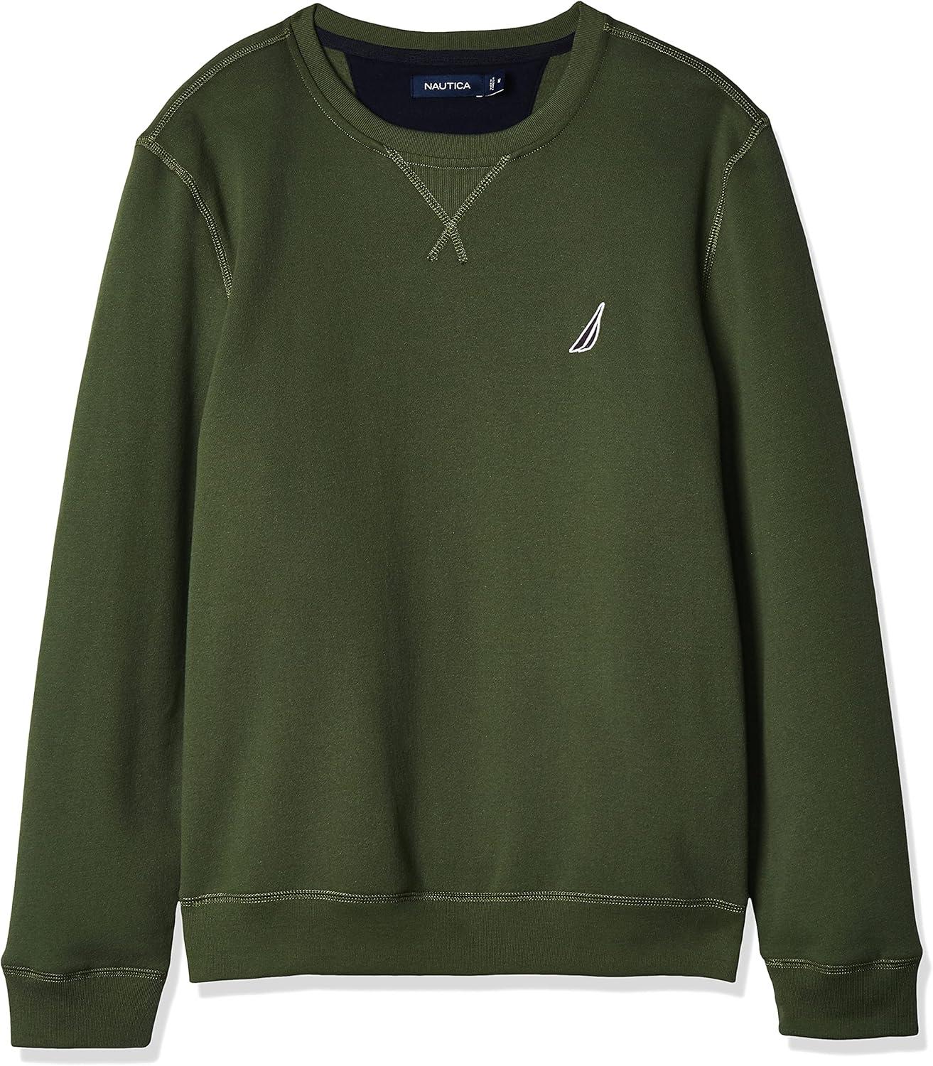 imageNautica Mens Basic Crew Neck Fleece SweatshirtPine Forest