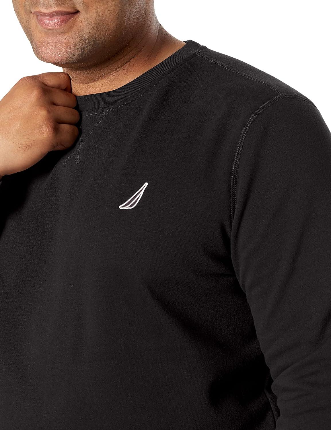 imageNautica Mens Basic Crew Neck Fleece SweatshirtTrue Black