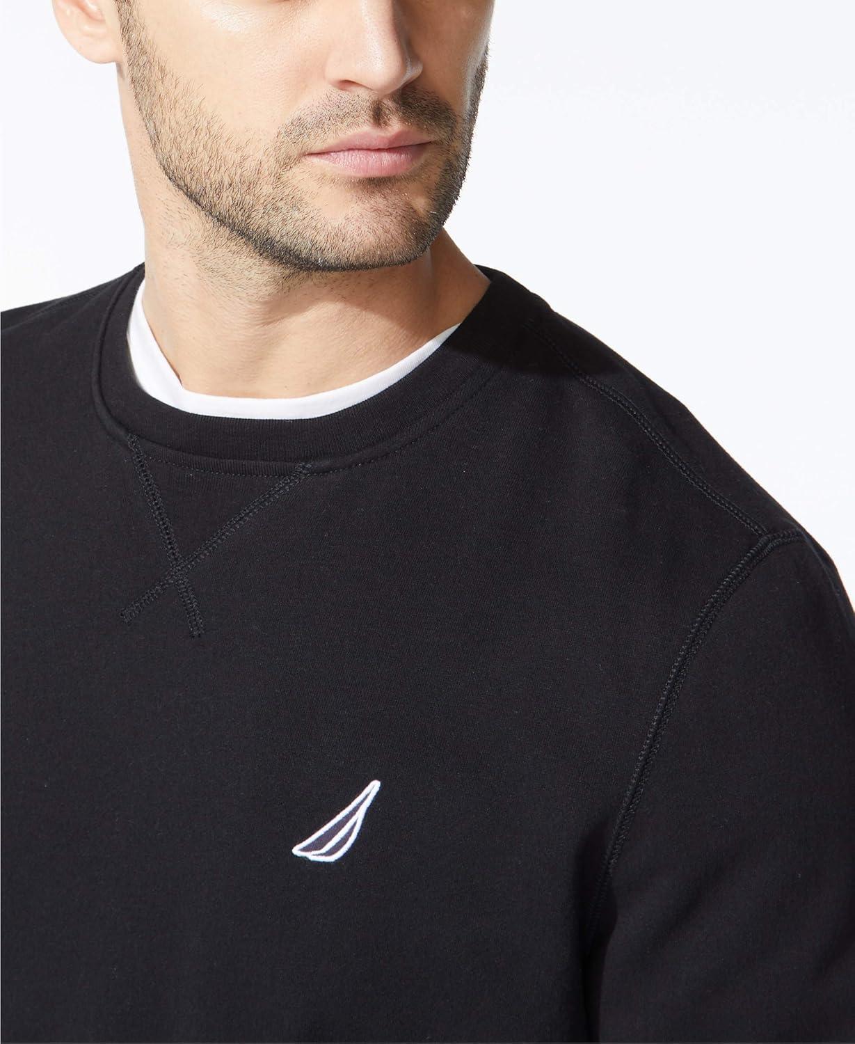 imageNautica Mens Basic Crew Neck Fleece SweatshirtTrue Black