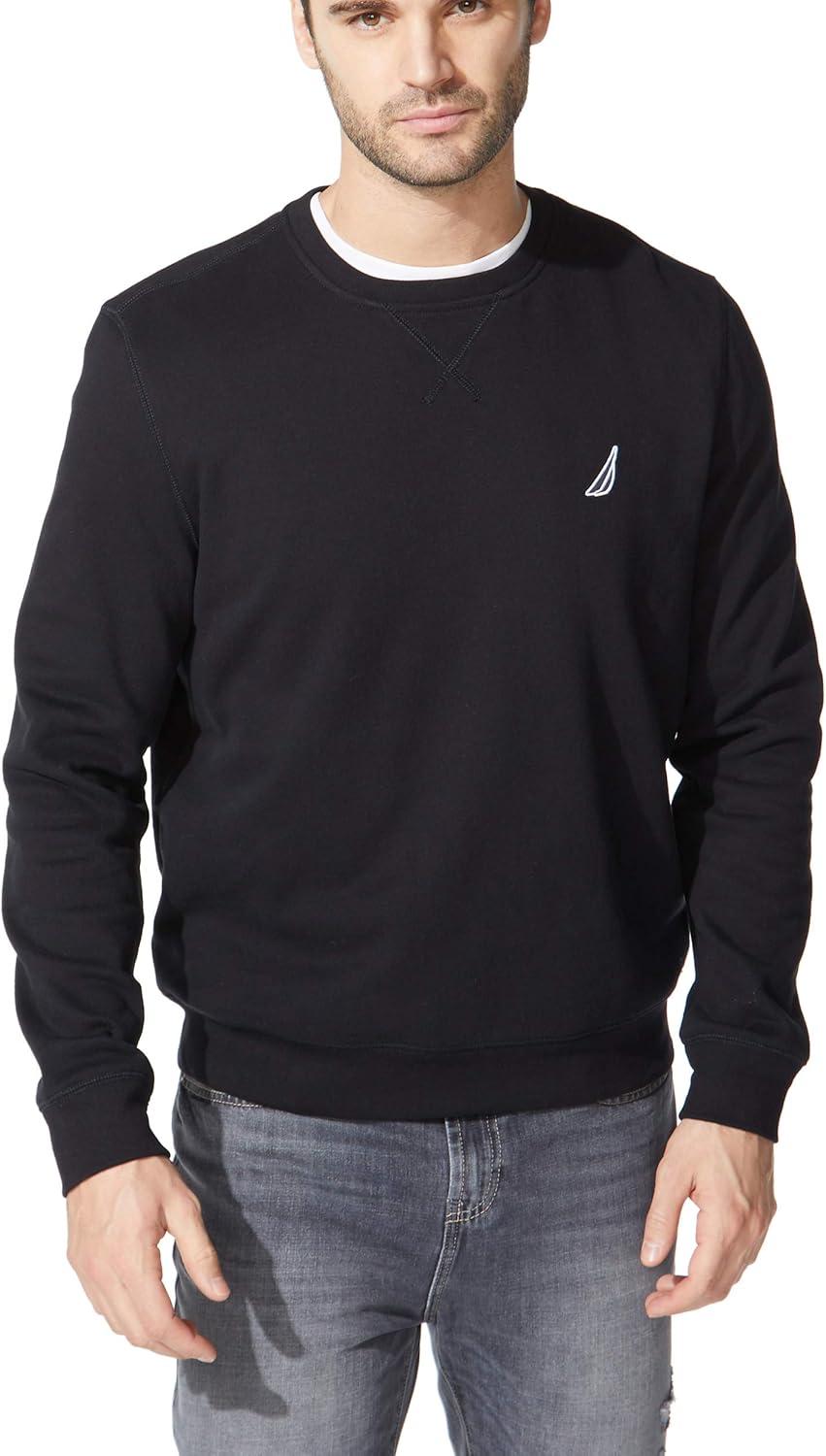 imageNautica Mens Basic Crew Neck Fleece SweatshirtTrue Black