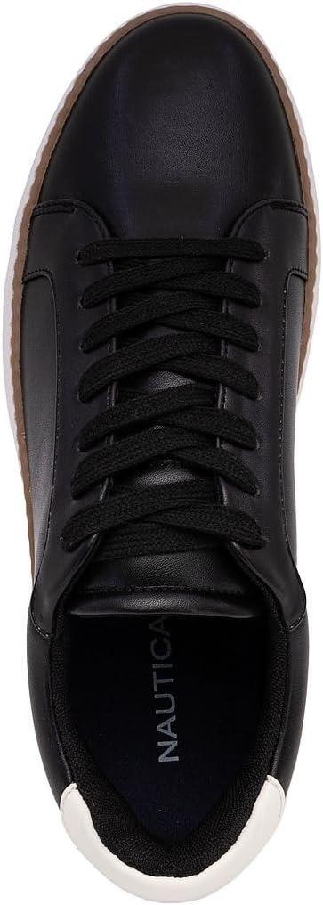 imageNautica Mens Casual Court Fashion Sneakers Classic LowTop LaceUp Shoes Comfortable Everyday Walking Style with Durable Outsole and Vegan Leather UpperBlackdonley
