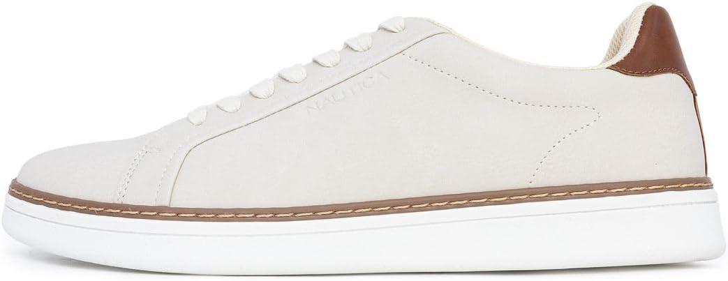 imageNautica Mens Casual Court Fashion Sneakers Classic LowTop LaceUp Shoes Comfortable Everyday Walking Style with Durable Outsole and Vegan Leather UpperLight Taupejalad