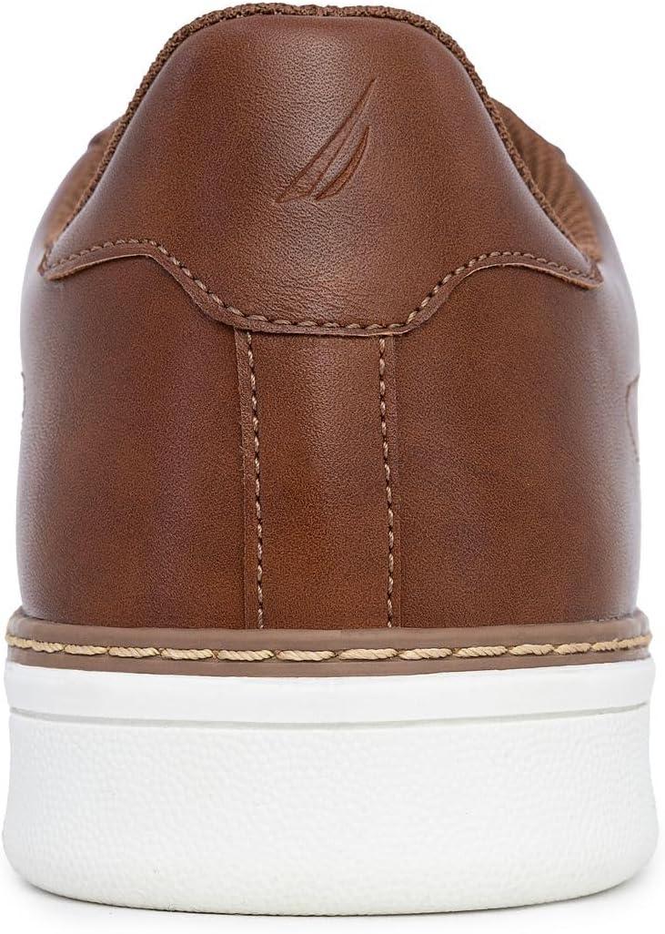 imageNautica Mens Casual Court Fashion Sneakers Classic LowTop LaceUp Shoes Comfortable Everyday Walking Style with Durable Outsole and Vegan Leather UpperCognacjalad