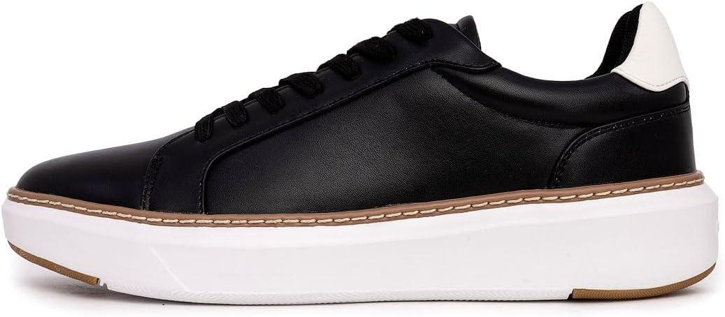 imageNautica Mens Casual Court Fashion Sneakers Classic LowTop LaceUp Shoes Comfortable Everyday Walking Style with Durable Outsole and Vegan Leather UpperBlackdonley