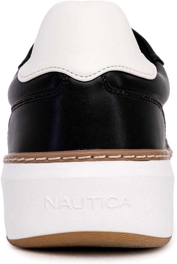 imageNautica Mens Casual Court Fashion Sneakers Classic LowTop LaceUp Shoes Comfortable Everyday Walking Style with Durable Outsole and Vegan Leather UpperBlackdonley