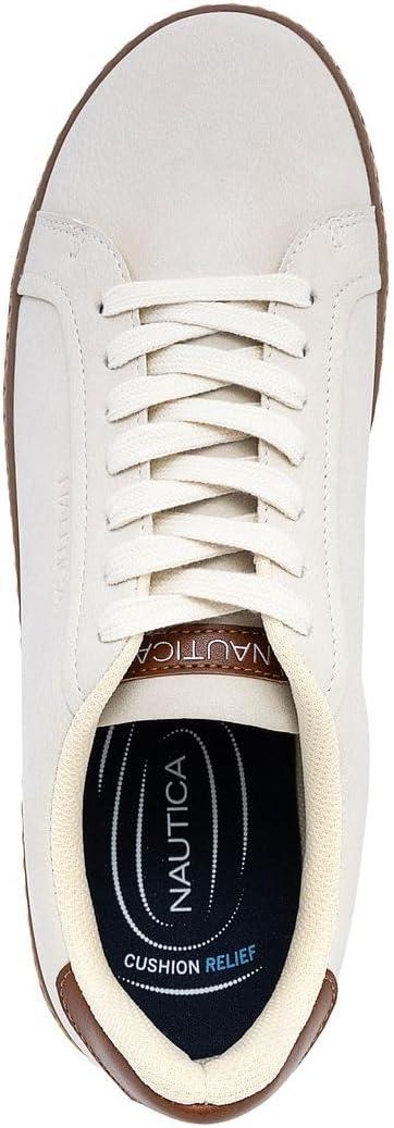 imageNautica Mens Casual Court Fashion Sneakers Classic LowTop LaceUp Shoes Comfortable Everyday Walking Style with Durable Outsole and Vegan Leather UpperLight Taupejalad