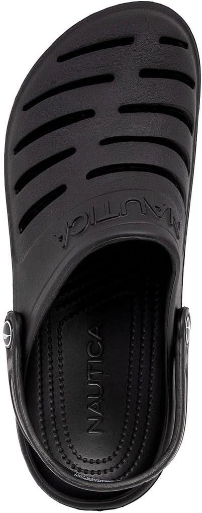 imageNautica Mens Clogs Athletic Sports Sandal SlipOn with Adjustable Back Strap Water ShoesFuzzy Slippers River EdgeBlack River Edge