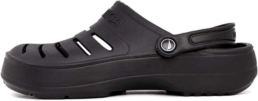 imageNautica Mens Clogs Athletic Sports Sandal SlipOn with Adjustable Back Strap Water ShoesFuzzy Slippers River EdgeBlack River Edge