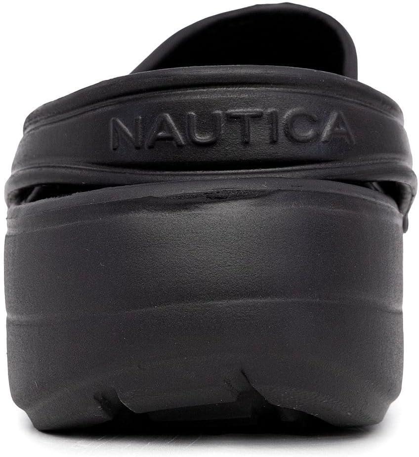 imageNautica Mens Clogs Athletic Sports Sandal SlipOn with Adjustable Back Strap Water ShoesFuzzy Slippers River EdgeBlack River Edge