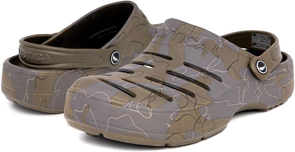 imageNautica Mens Clogs Athletic Sports Sandal SlipOn with Adjustable Back Strap Water ShoesFuzzy Slippers River EdgeCamo River Edge
