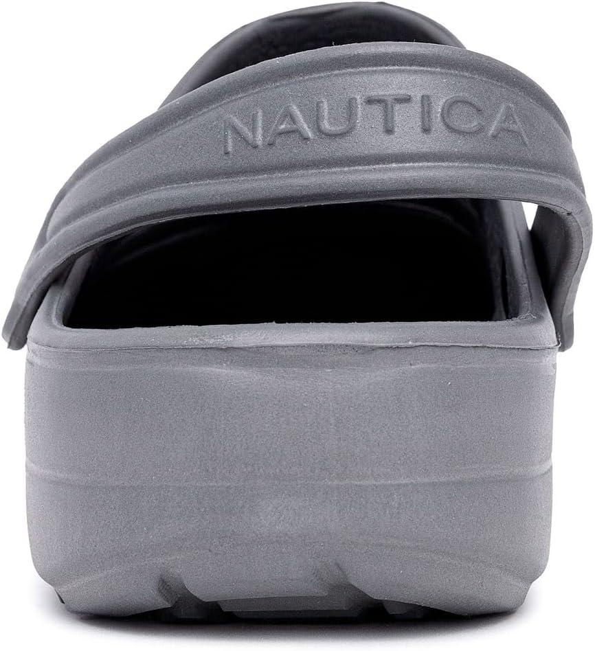 imageNautica Mens Clogs Athletic Sports Sandal SlipOn with Adjustable Back Strap Water ShoesFuzzy Slippers River EdgeGrey River Edge