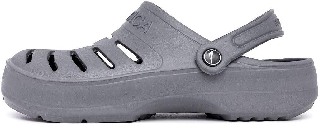 imageNautica Mens Clogs Athletic Sports Sandal SlipOn with Adjustable Back Strap Water ShoesFuzzy Slippers River EdgeGrey River Edge