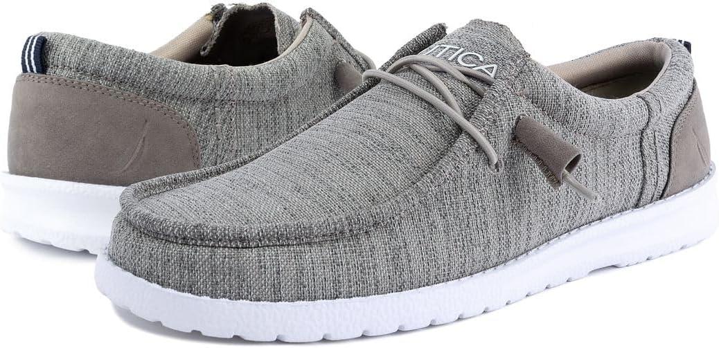 imageNautica Mens Comfort Loafers SlipOn Boat Shoe Lightweight Casual Stretch SneakerRushfordHeather Grey