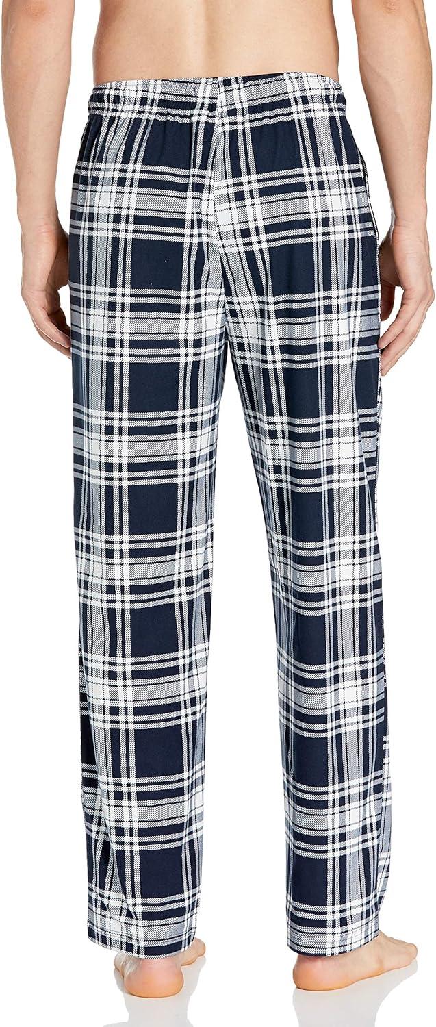 imageNautica Mens Cozy Fleece Knit Sleep PantsIndigo White Plaid